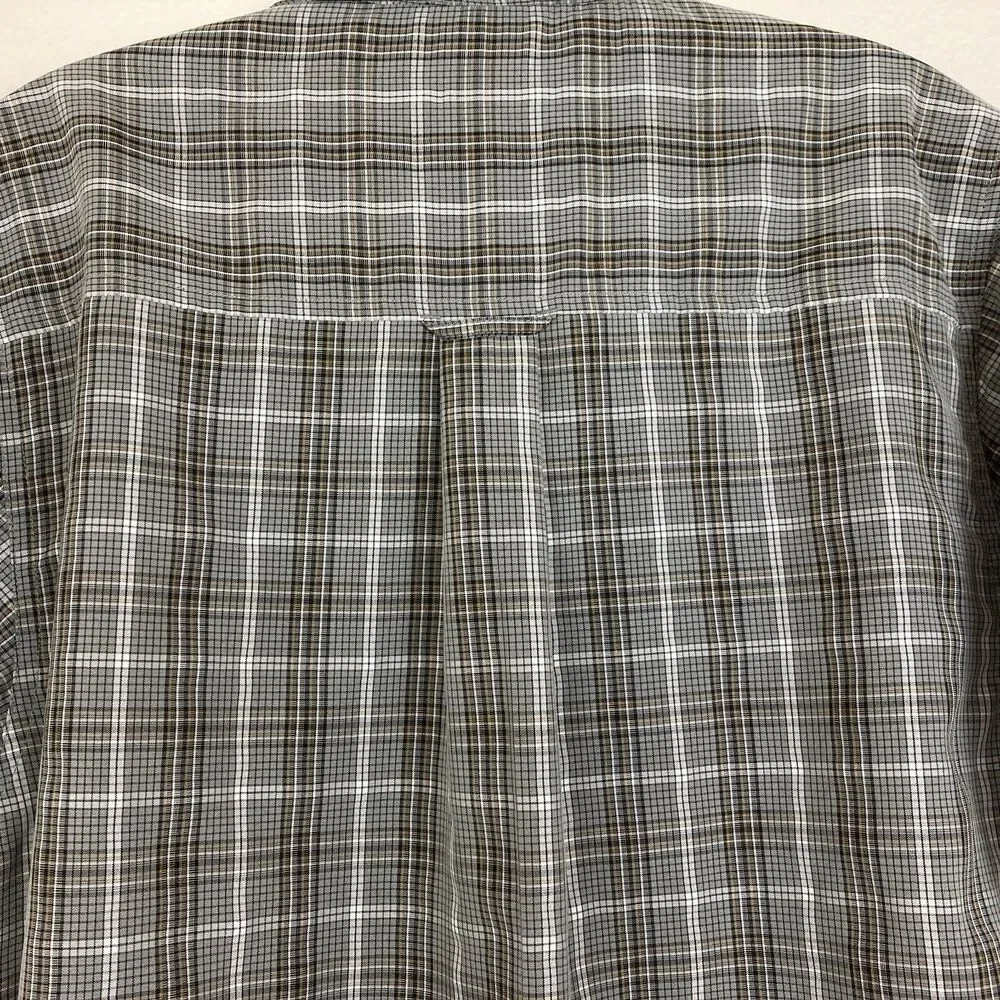 The North Face Shirt Men's Size S Gray Brown Plaid Button Front Short Sleeve